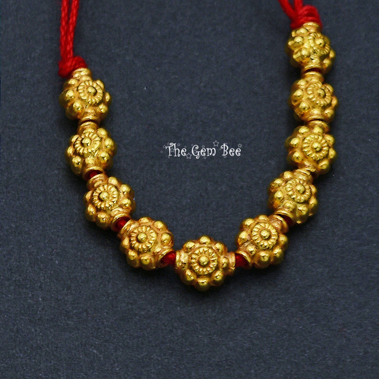 4.8mmx5.5mm 18k Solid Yellow Gold Fancy Flower Spacer Beads PAIR