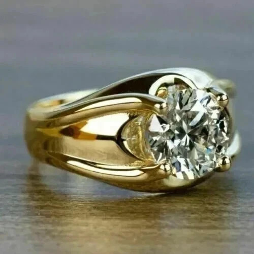 3Ct Round Cut Lab Created Diamond Men’s Engagement Ring 14K Yellow Gold Plated