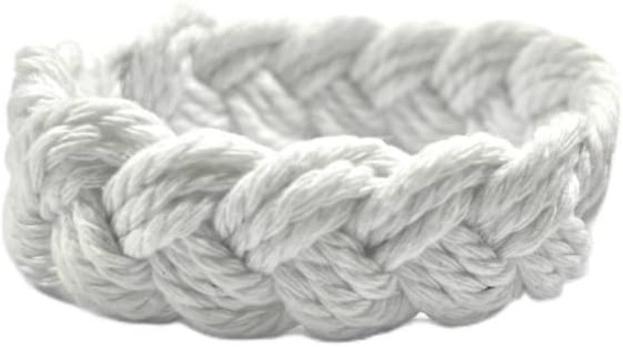 Elegant Large White Cotton Sailor Knot Bracelet – Chic 9 Inch Women’s Jewelry