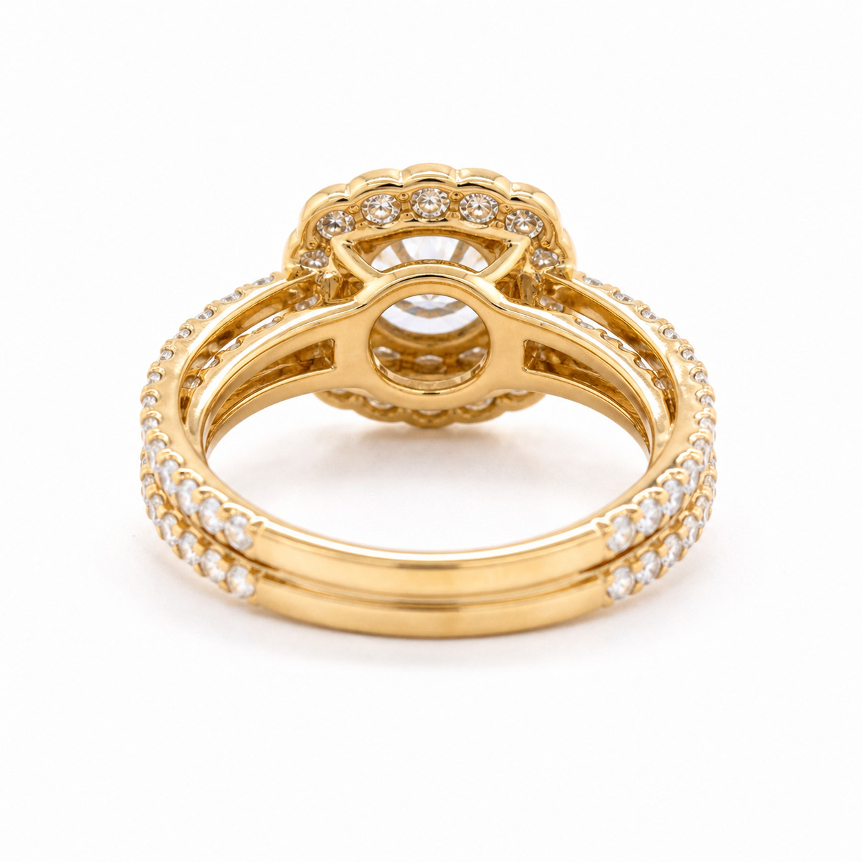 Natural Mined Diamond Halo Semi Mount Ring 14K Yellow Gold | 1.19ct G SI | 8mm R