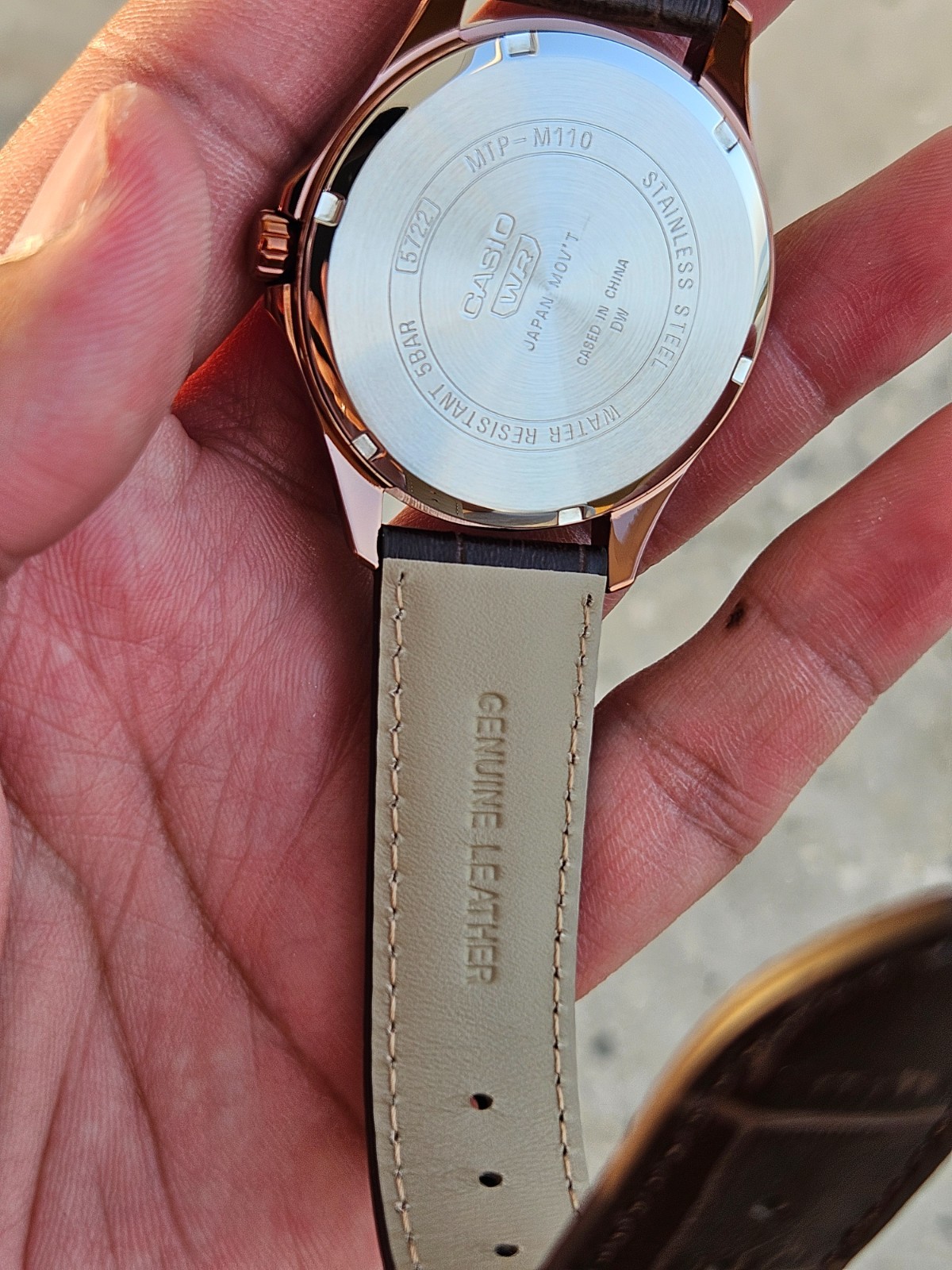 Casio MTP-M110RL-5AVDF Men’s Moon Phase Watch Rose Gold Brown Leather Strap New