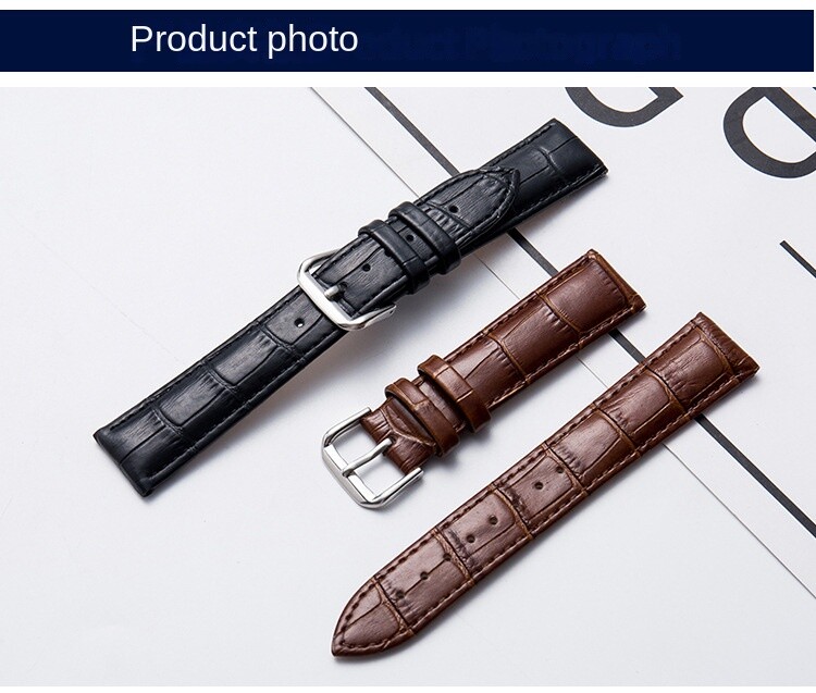Alligator Grain Leather Watch Band Strap Pin Buckle Watch Accessories 10-24mm