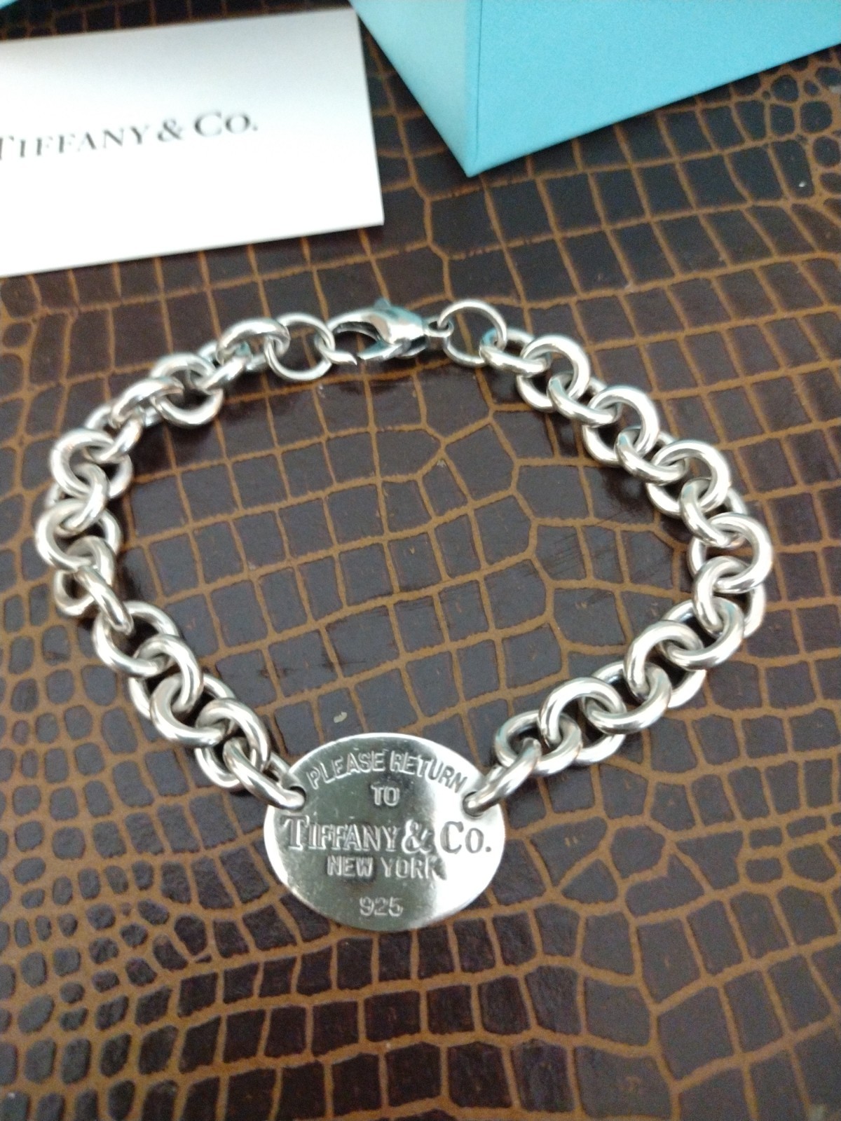 Please Return To Tiffany & Co Oval Tag Charm 7.5″ Bracelet in Sterling Silver
