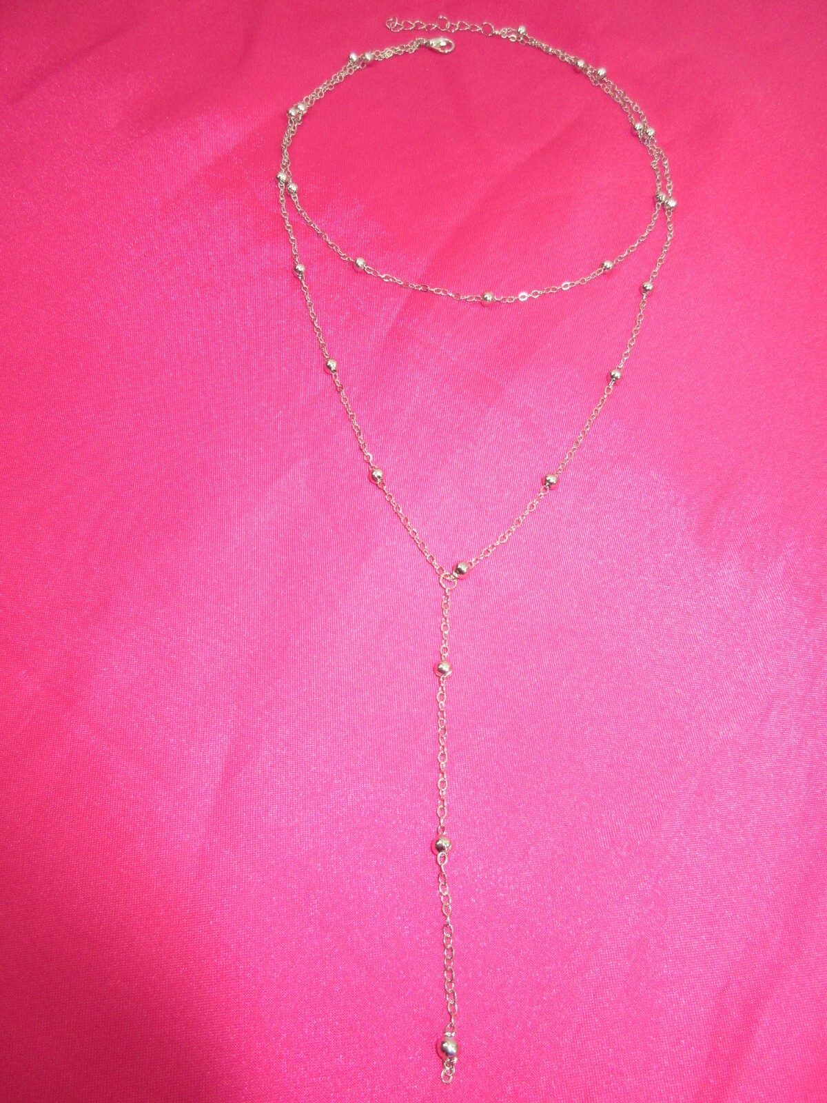 Dainty Lariat Necklace Choker Beaded Station Layered Y Drop Tassel Chain Sparkle