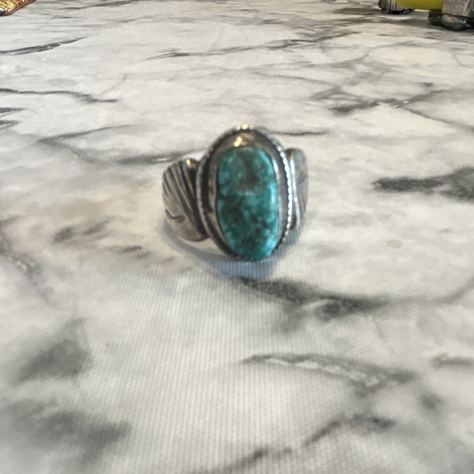 Sterling silver Oval Blue Turquoise Bezel Set Size 10 mens