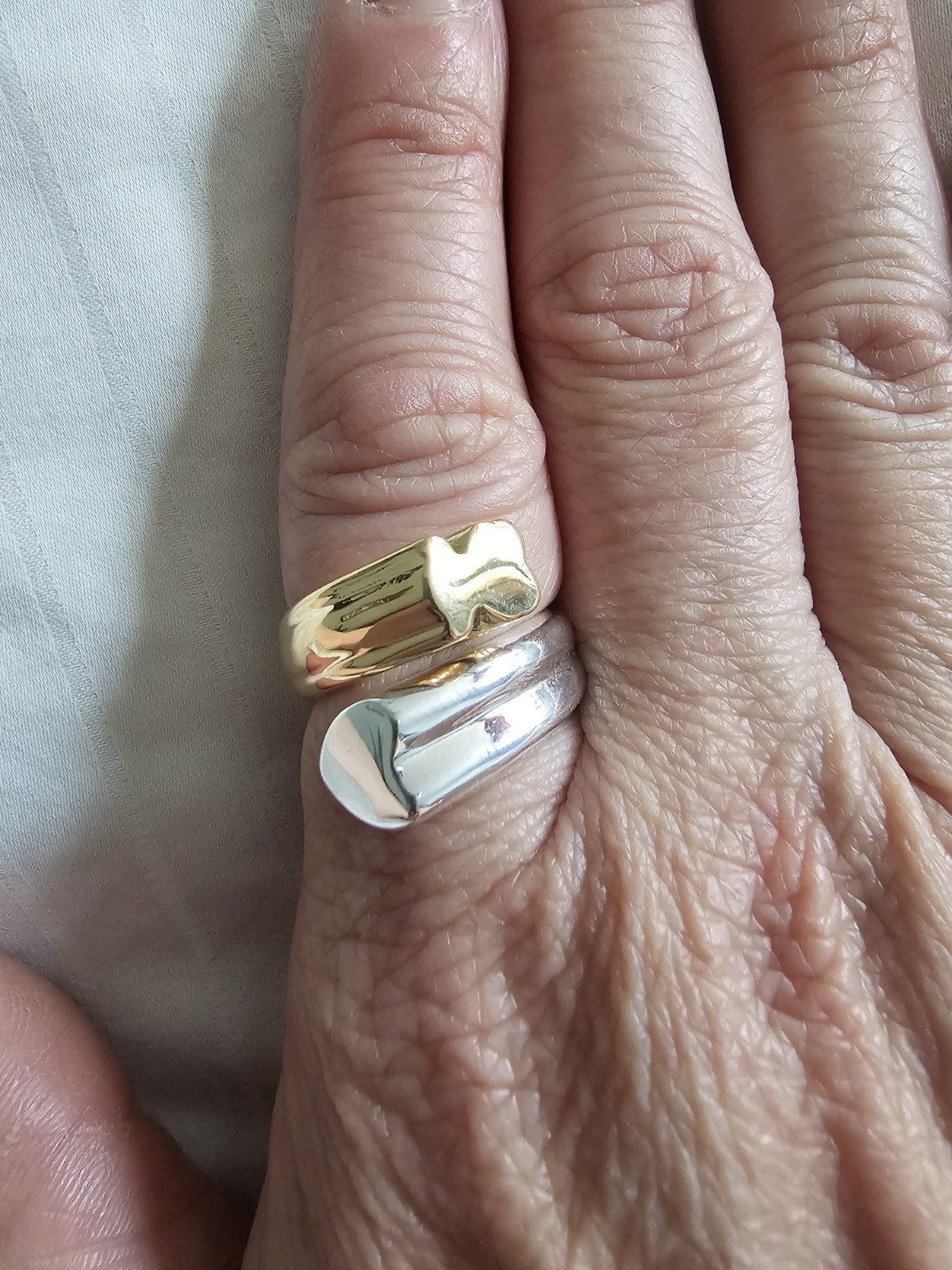 TOUS BOLD BEAR 2 TONE RING (SILVER GOLDEN PLATED) #8 LAST ONE