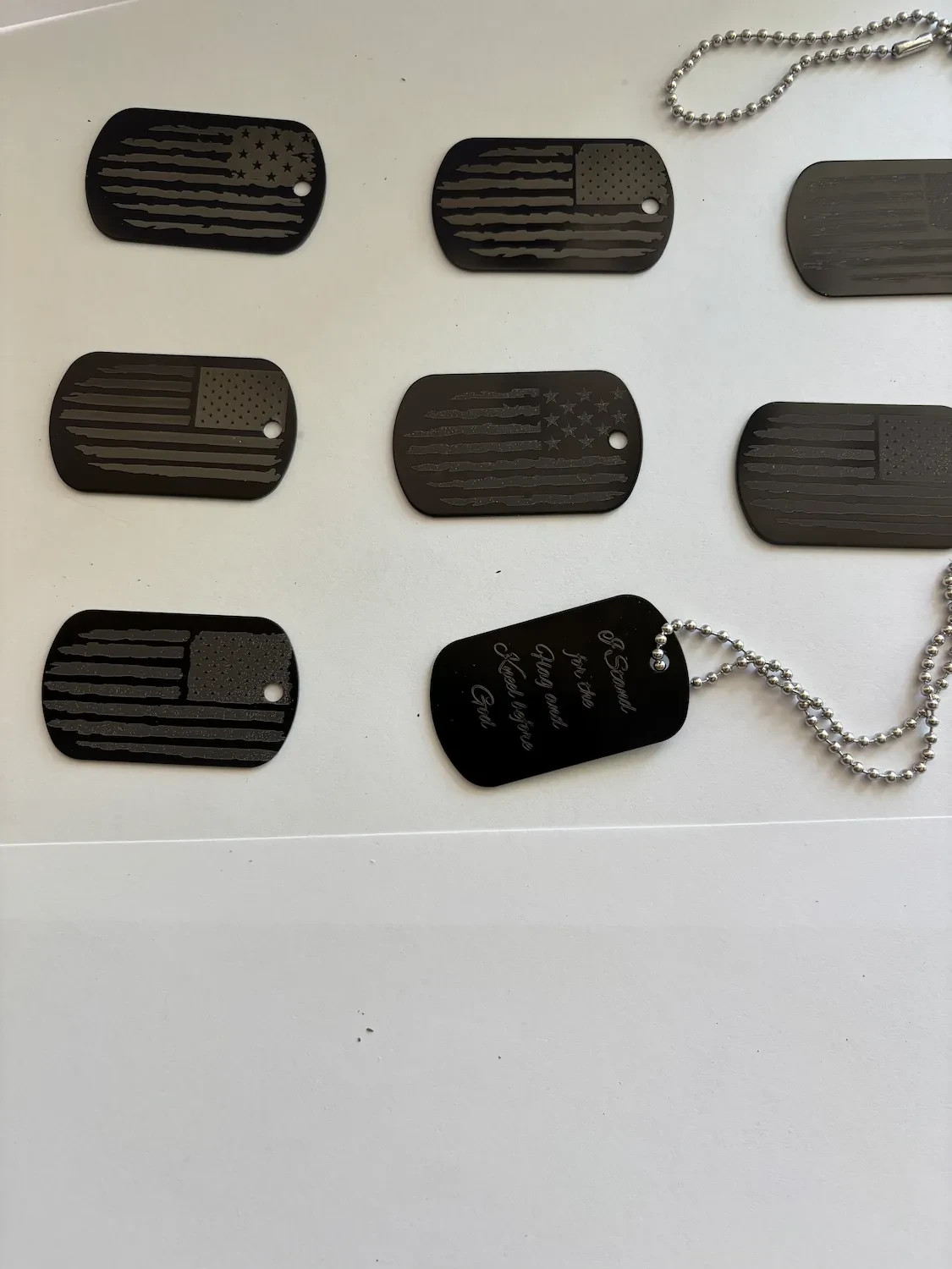 Distressed American Flag – Custom Engraved Military-Style Dog Tag