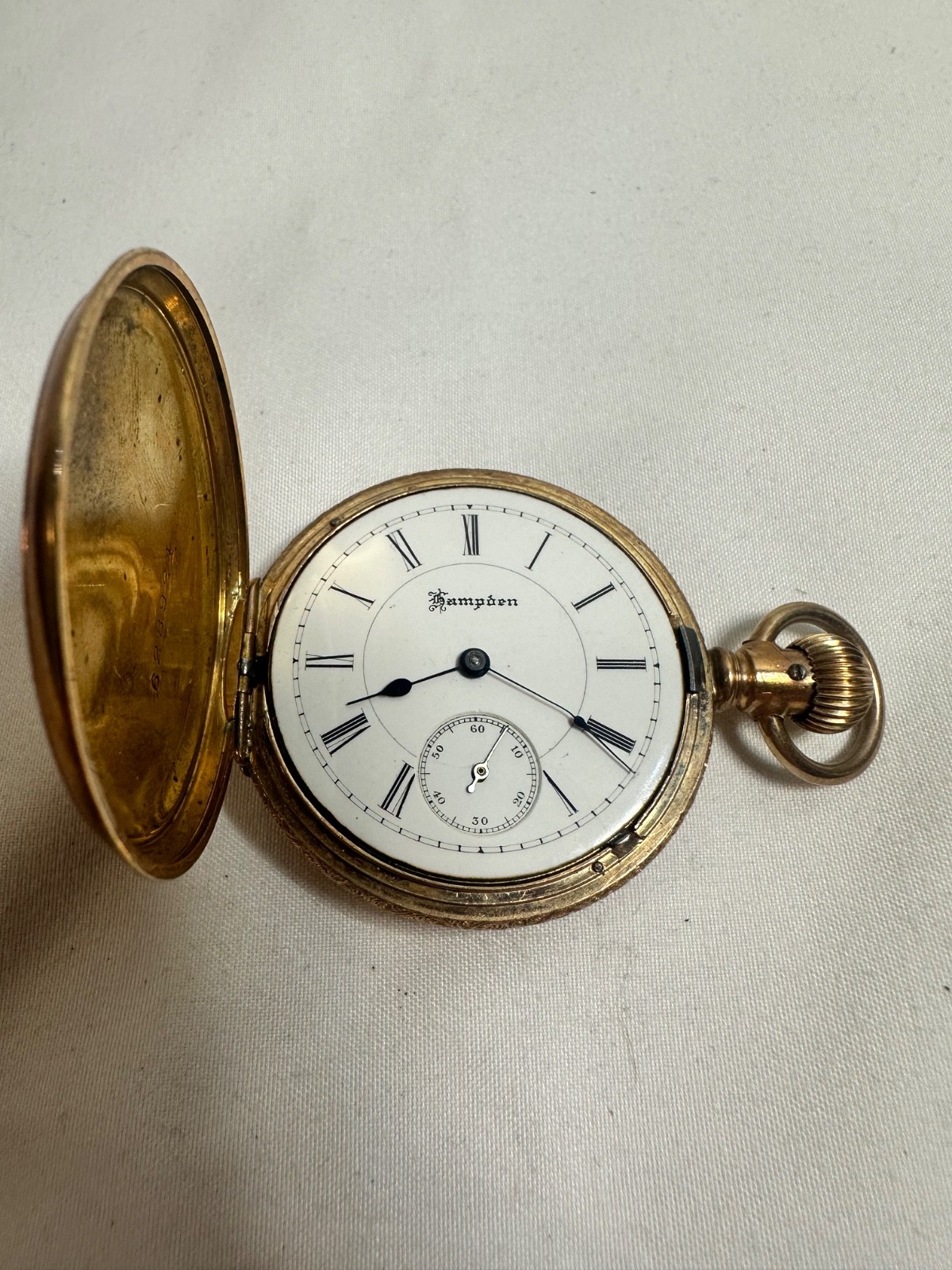 Vintage Hampden Watch Co 1888 Gold Filled Pocket Watch Hunter Style