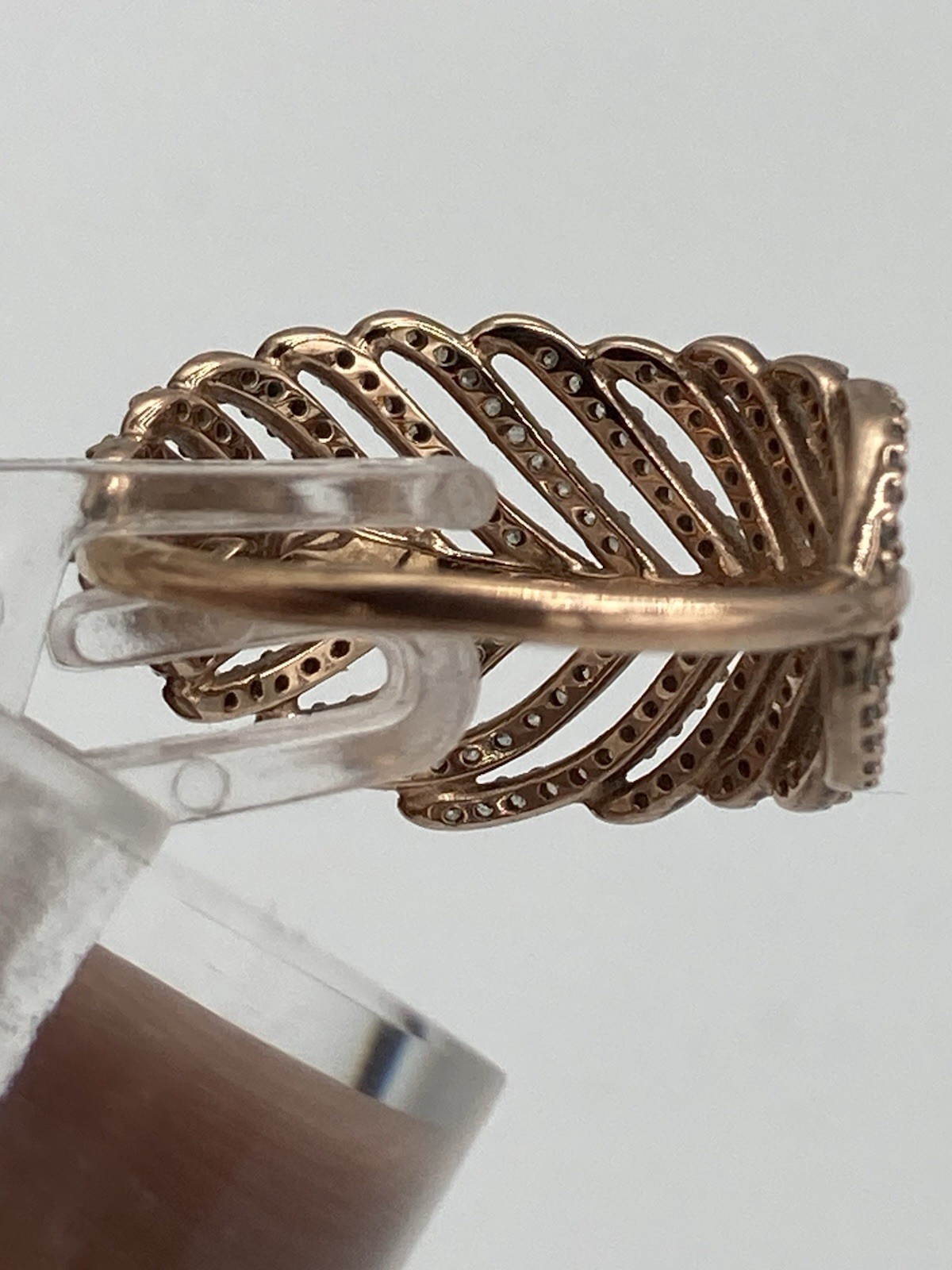 Stamped Algot Enevoldsen Pandora Light As A Feather Ring 14k Rose GP CZ Sz 6
