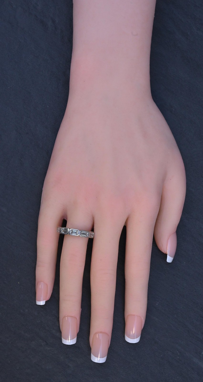 IGI Certified 1.35 CTW Emerald Cut Diamond 5-Stone Band Platinum Ring Size 9