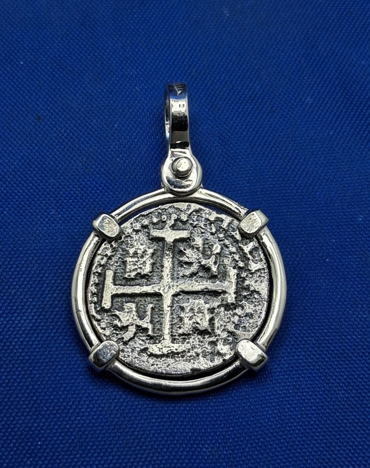Sterling Silver Replica Atocha Shipwreck Piece of Eight Pirate Coin Pendant