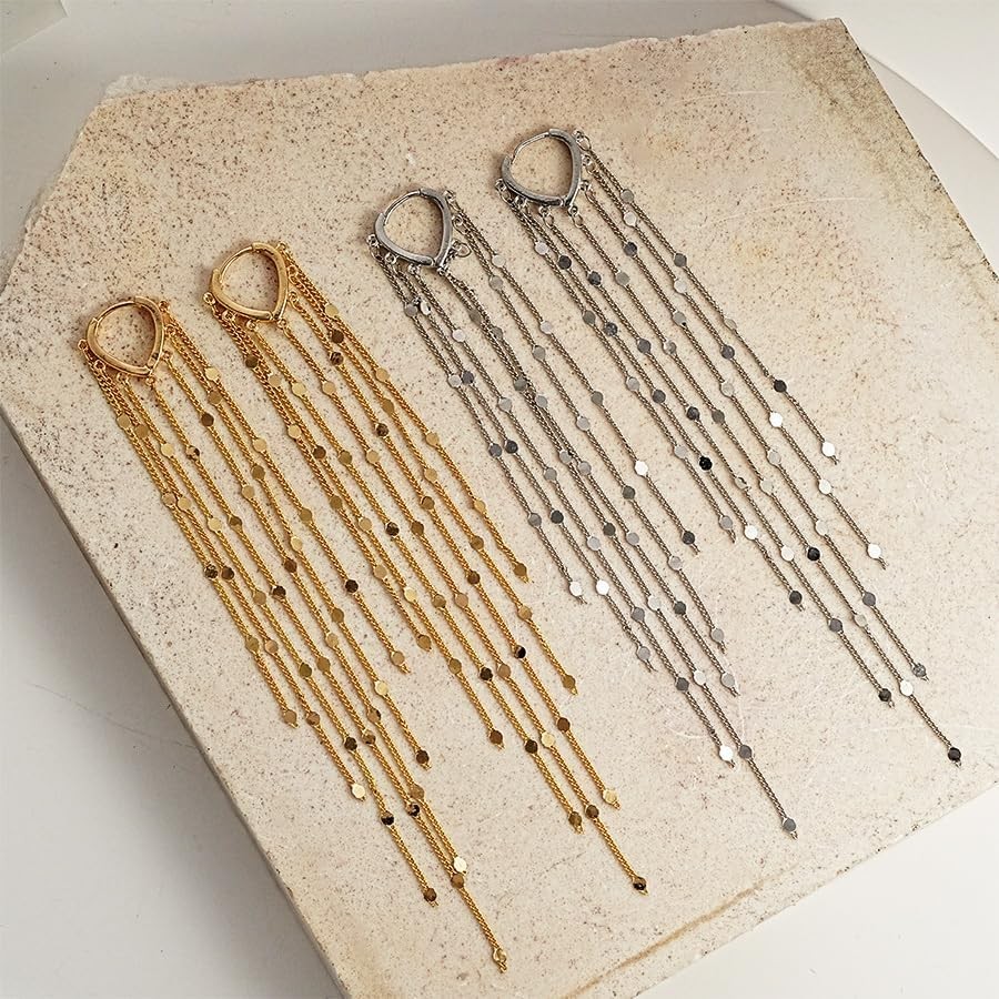 Long Tassel Dangle Drop Earrings for Woman Tassel Dangling Earrings 925 Silver