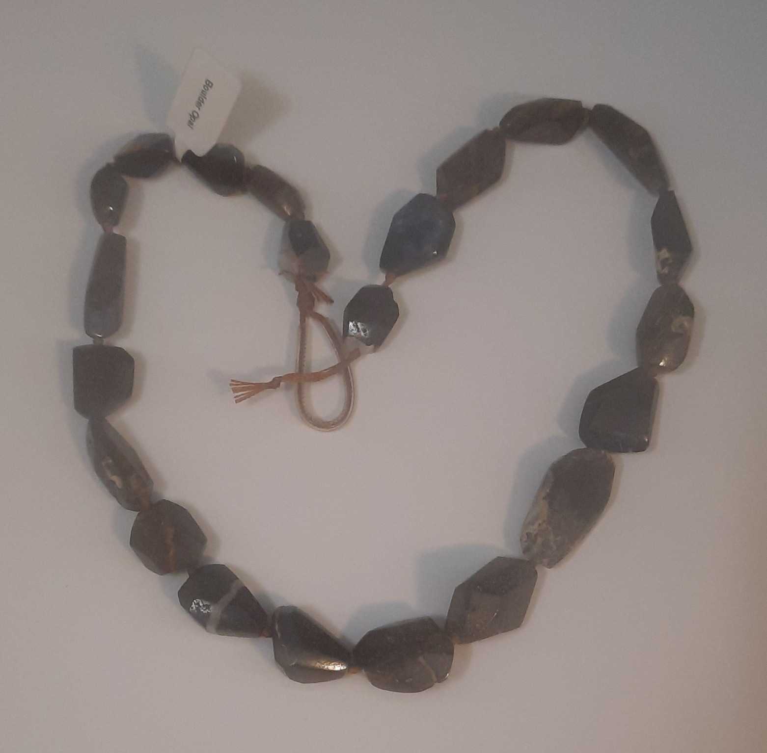 Boulder Opal Faceted Opaque Bead Strand 8mm Brown Black Rectangle Nugget