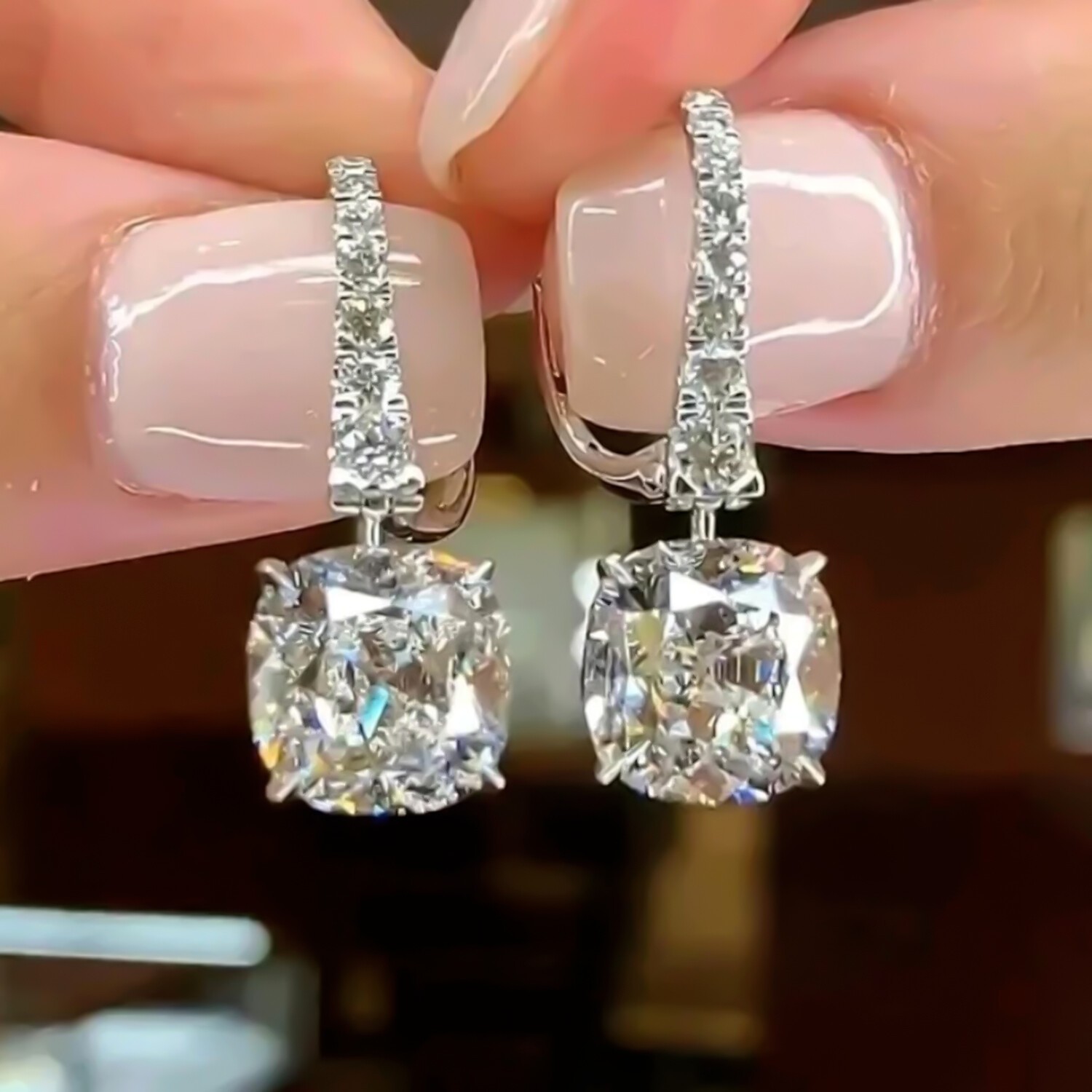4.00 Ct Certified White Diamond Dangler Earrings In 925 Sterling Silver