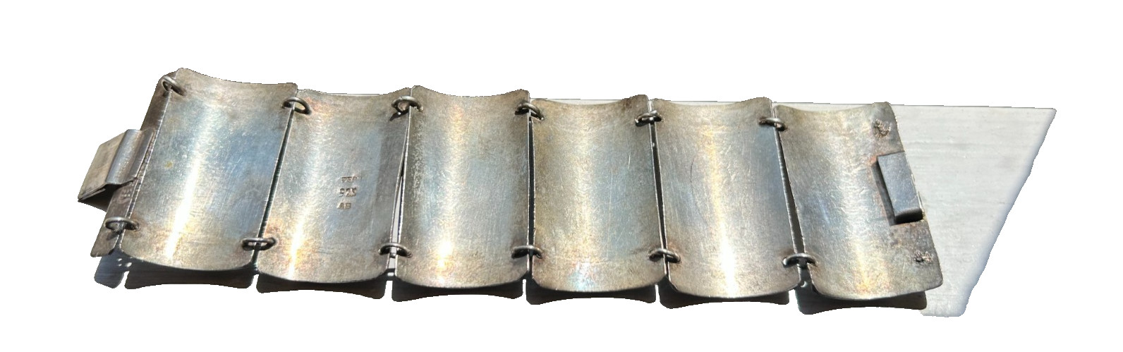 Vintage Peruvian Sterling Silver Panel Storyteller Bracelet 925 Signed AS 69g