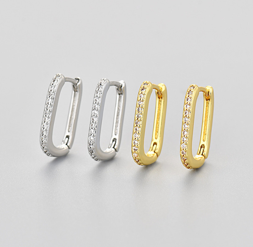 Women Girl 925 Sterling Silver Plated U-Shape Huggie Hoop Earrings A9