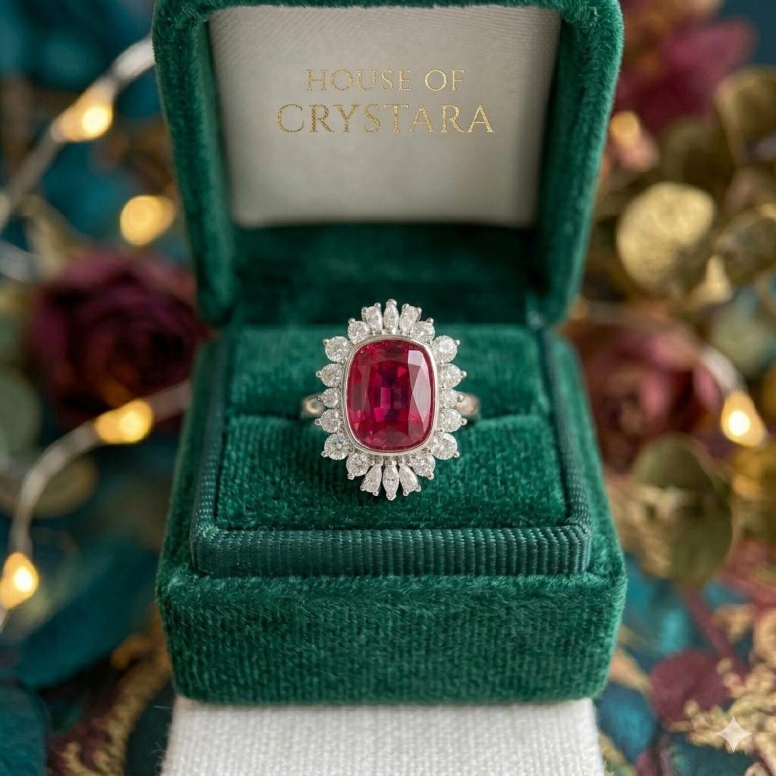 4.72 Ct Cushion Cut Natural Ruby Diamond Engagement Ring 14K Solid White Gold 5
