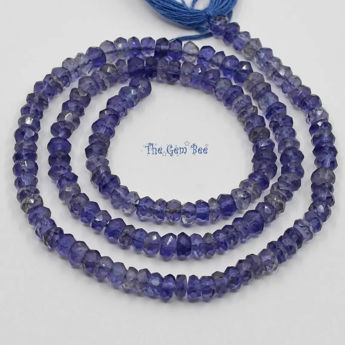 3.5mm Gem Water Sapphire Iolite Faceted Rondelle Beads 13 inch Strand