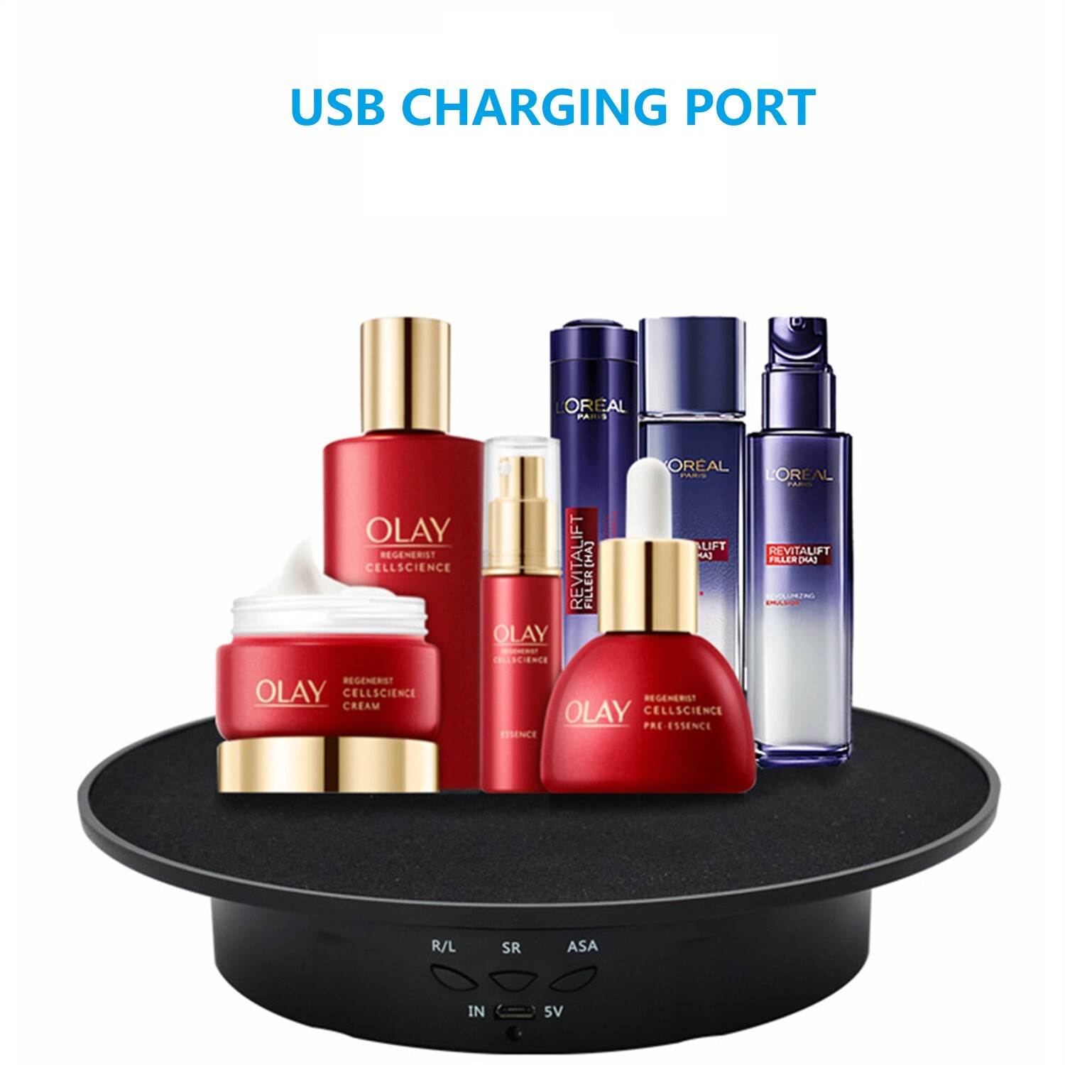 360-Degree Electric Rotating Turntable, Rechargeable Low Noise Display Stand