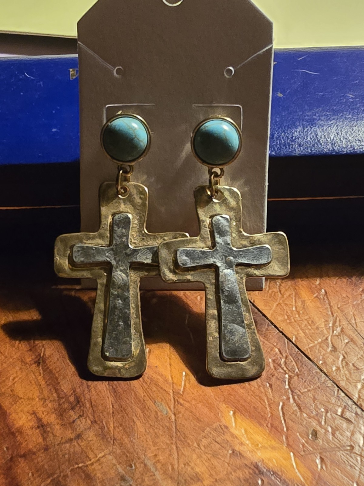 Mixed Lot Dangle/Drop Hook Earrings, Beaded Wood & Metal, Multicolor Cross