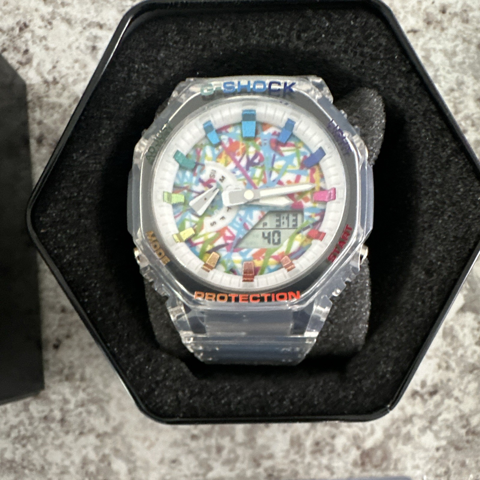 G-SHOCK GA2100 Clear Rubber Strap With Multicolor Accents Brand New W/ Box