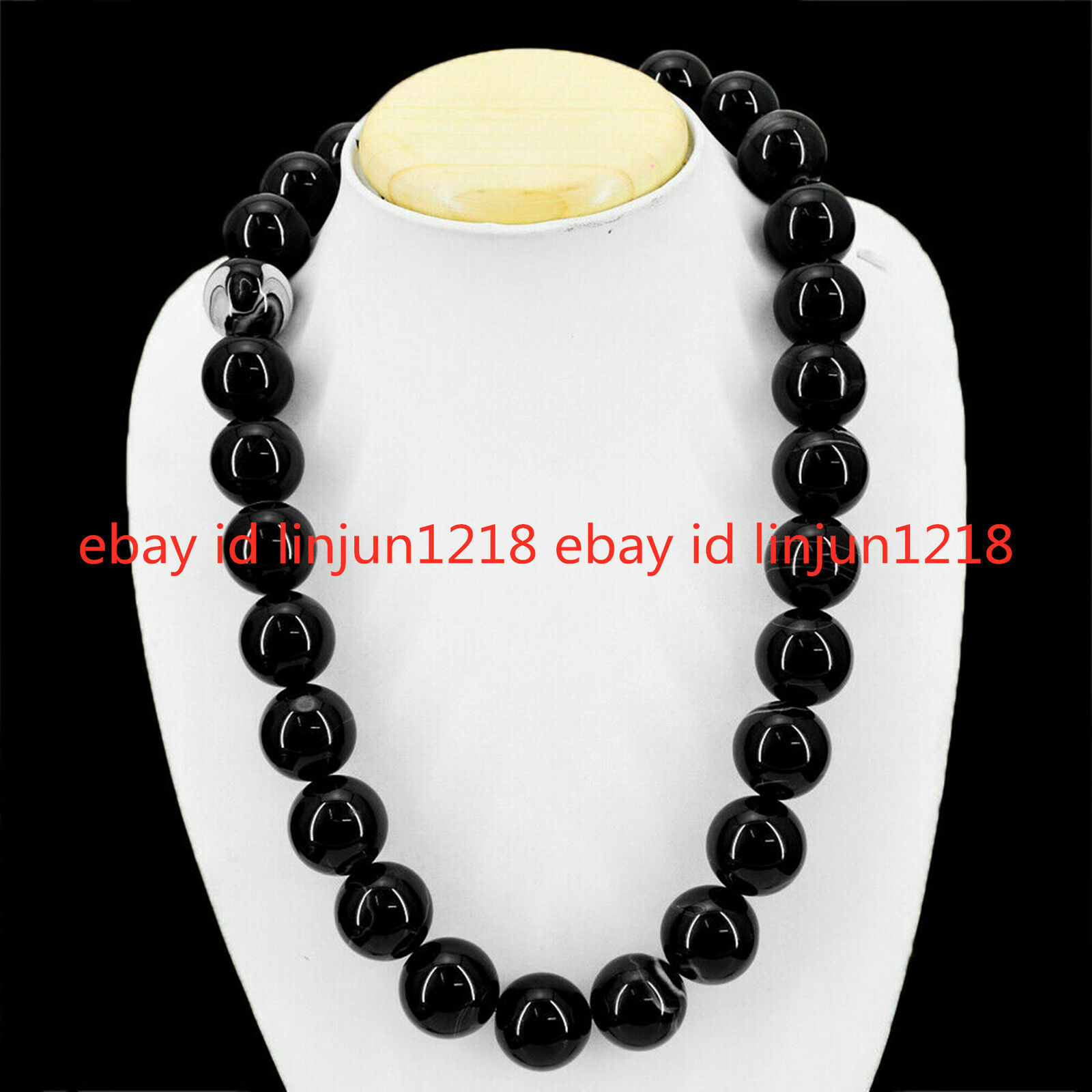 Huge 20mm Natural Untreated Black Onyx Gemstone Beads Necklace 16-36inches AAA