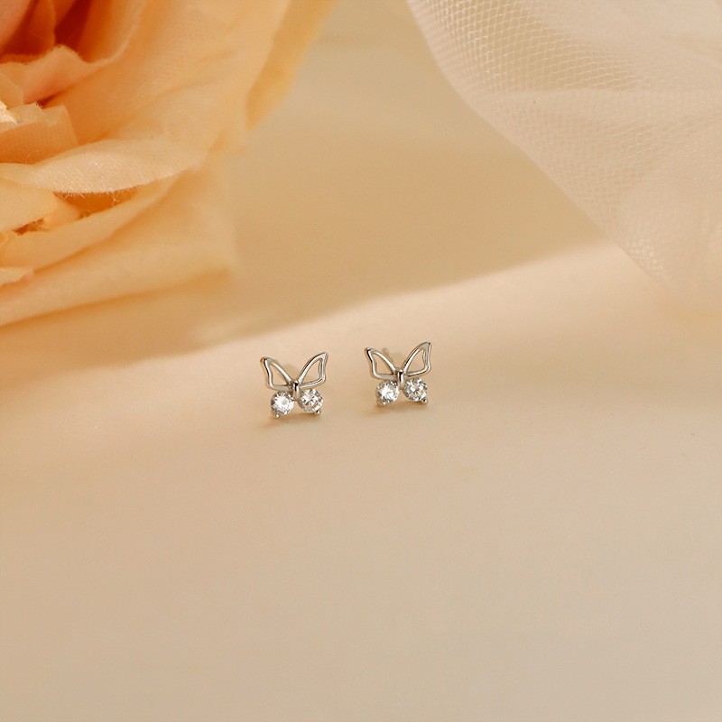 925 Silver Plated Small Butterfly Ear Studs Women’s Exquisite Earrings Gift
