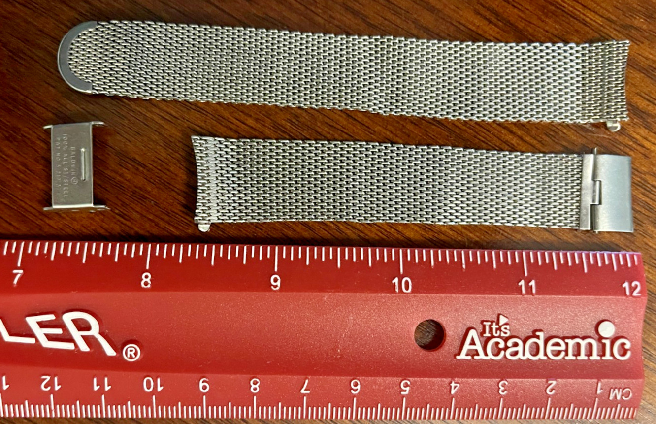16 mm Stainless Steel Mesh Baldwin USA 1960s Vintage Watch Band “parts”