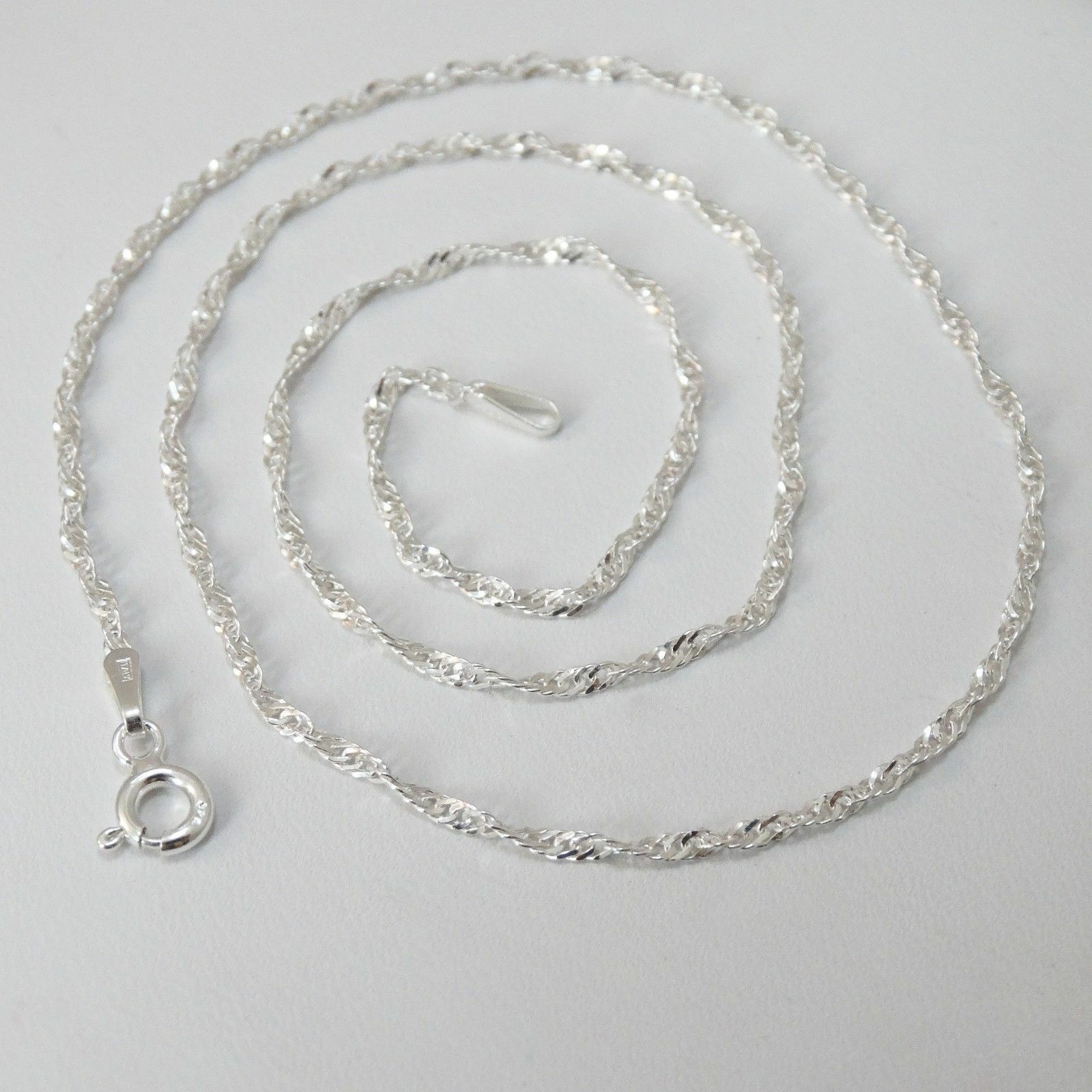 Sterling Silver Singapore Chain Necklace 1.5mm Italy 16″-30″