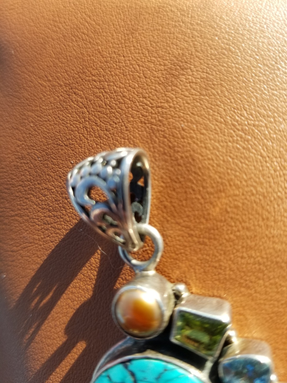 Multi Gemstone Pendant Blue Topaz/Peridot