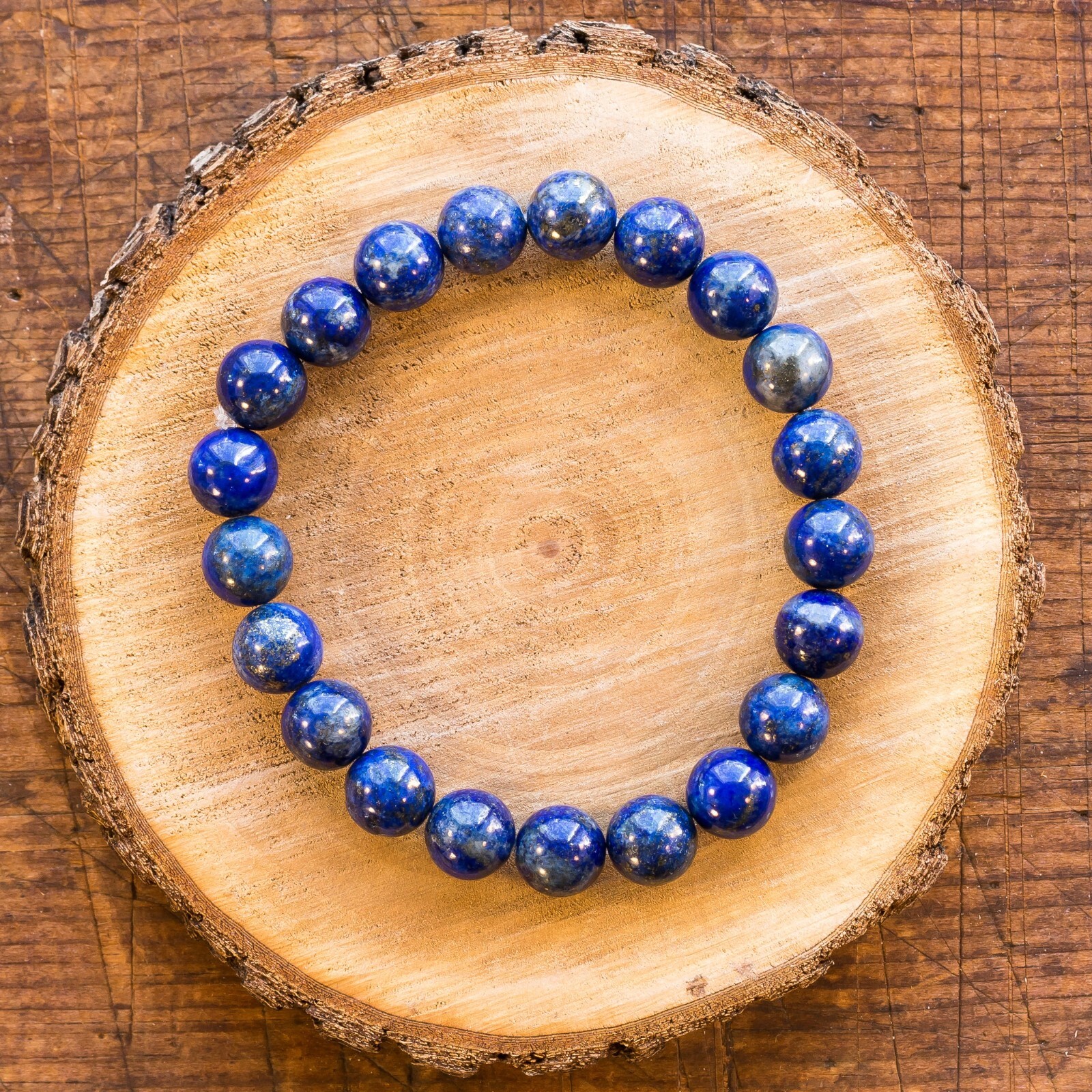 Men’s Bracelet Natural Lapis Lazuli 8mm Round Beads Healing Stretch 8IN Bracelet