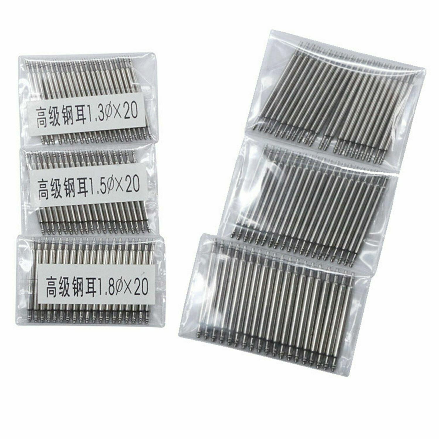 20pcs 1.3mm 1.5mm 1.8mm Solid Stainless Steel Watch Band Spring Bar Pins 10-27mm