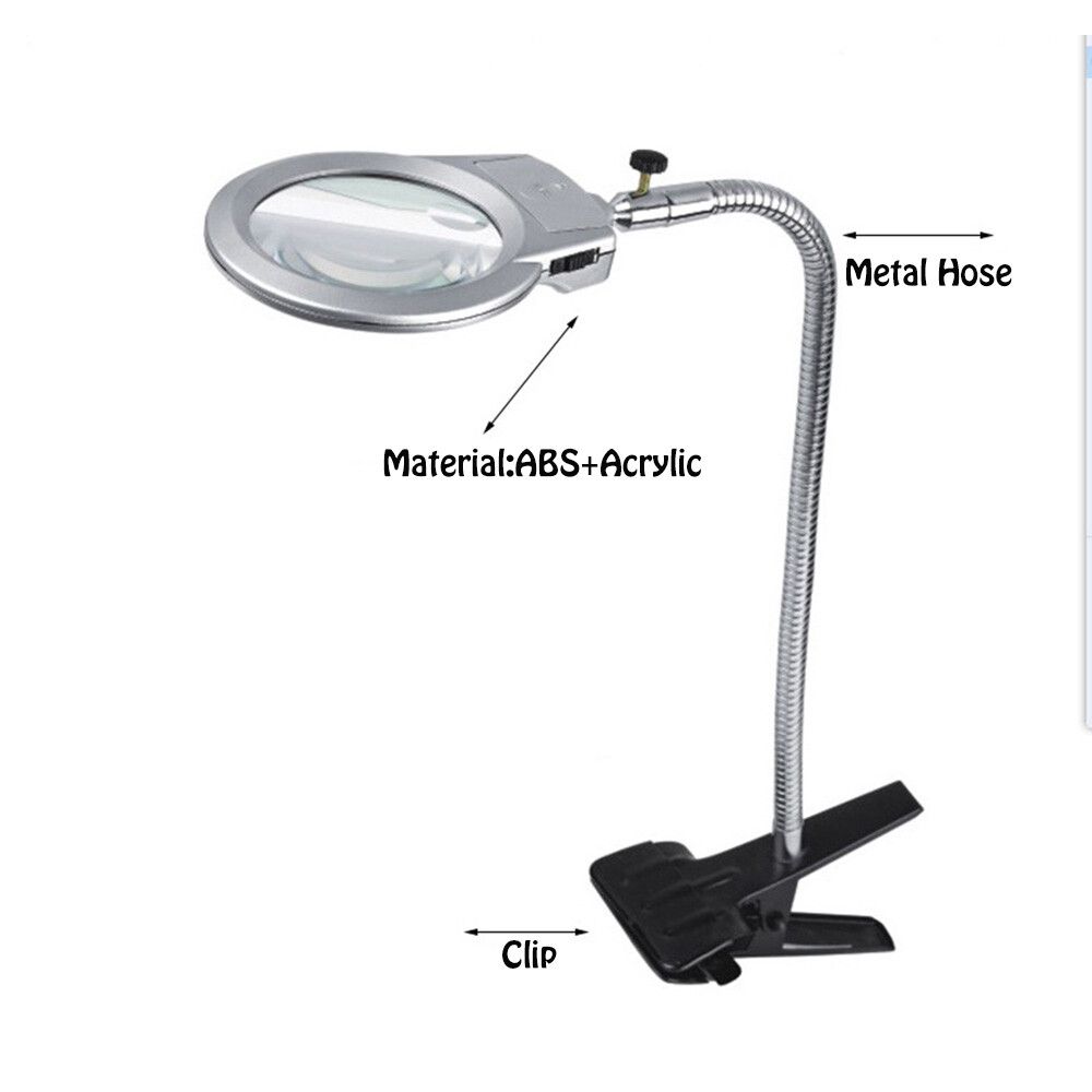 Desk Table Clamp Mount Top Magnifier LED Light Magnifying Diamond Painting Tool