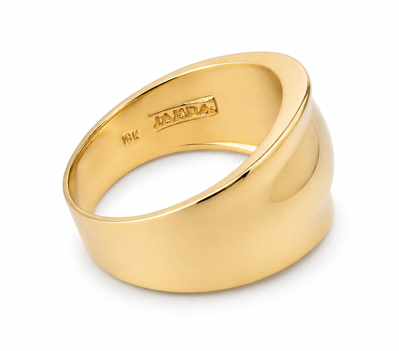 Solid 18K Yellow Gold Cigar Ring, Gold Dome Ring 13mm Sizes 5 – 12