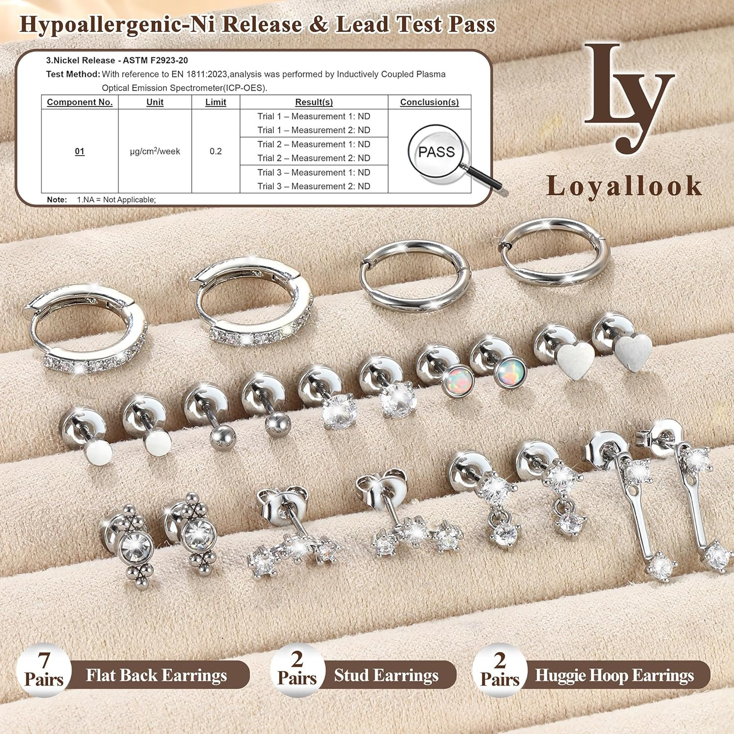 Hypoallergenic Flat Back Earrings for Women Trendy 20G Surgical Stainless Steel