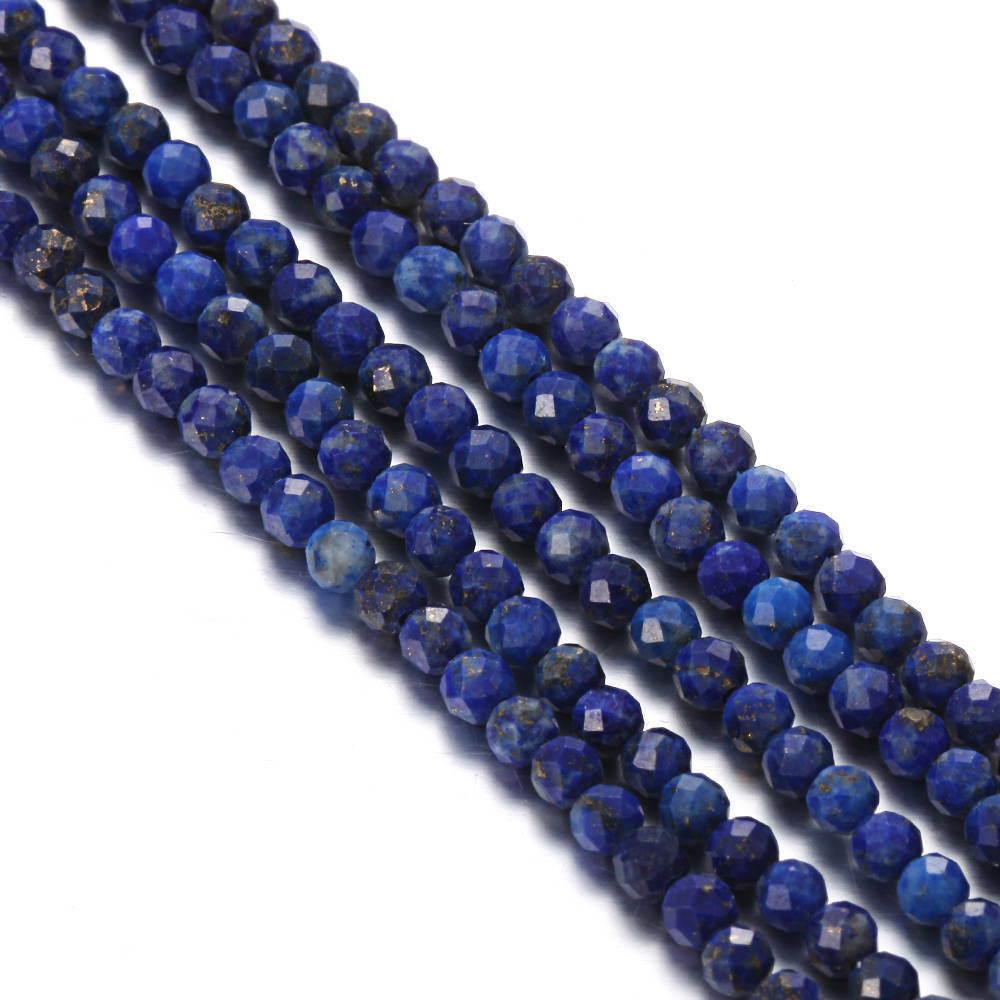 Lapis Lazuli Faceted Round Beads 2mm 3mm 4mm 5mm 15.5″ Strand