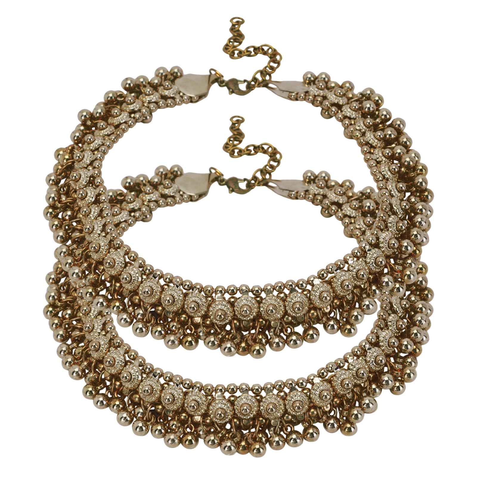 Traditional Payal Anklet Set Jingle Bells Oxidized Silver & Gold Bollywood