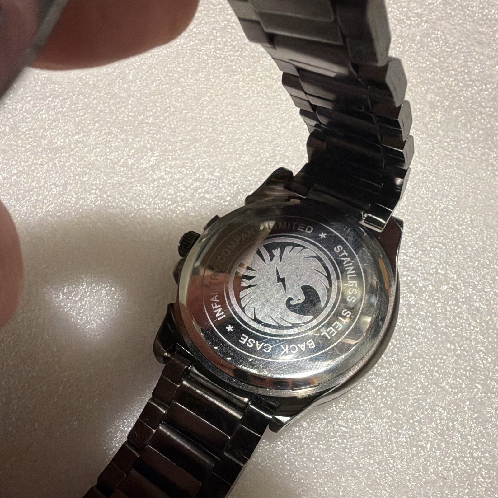 Infinity Quartz 44mm Black Dial Date Analog Stainless Steel Bracelet Watch