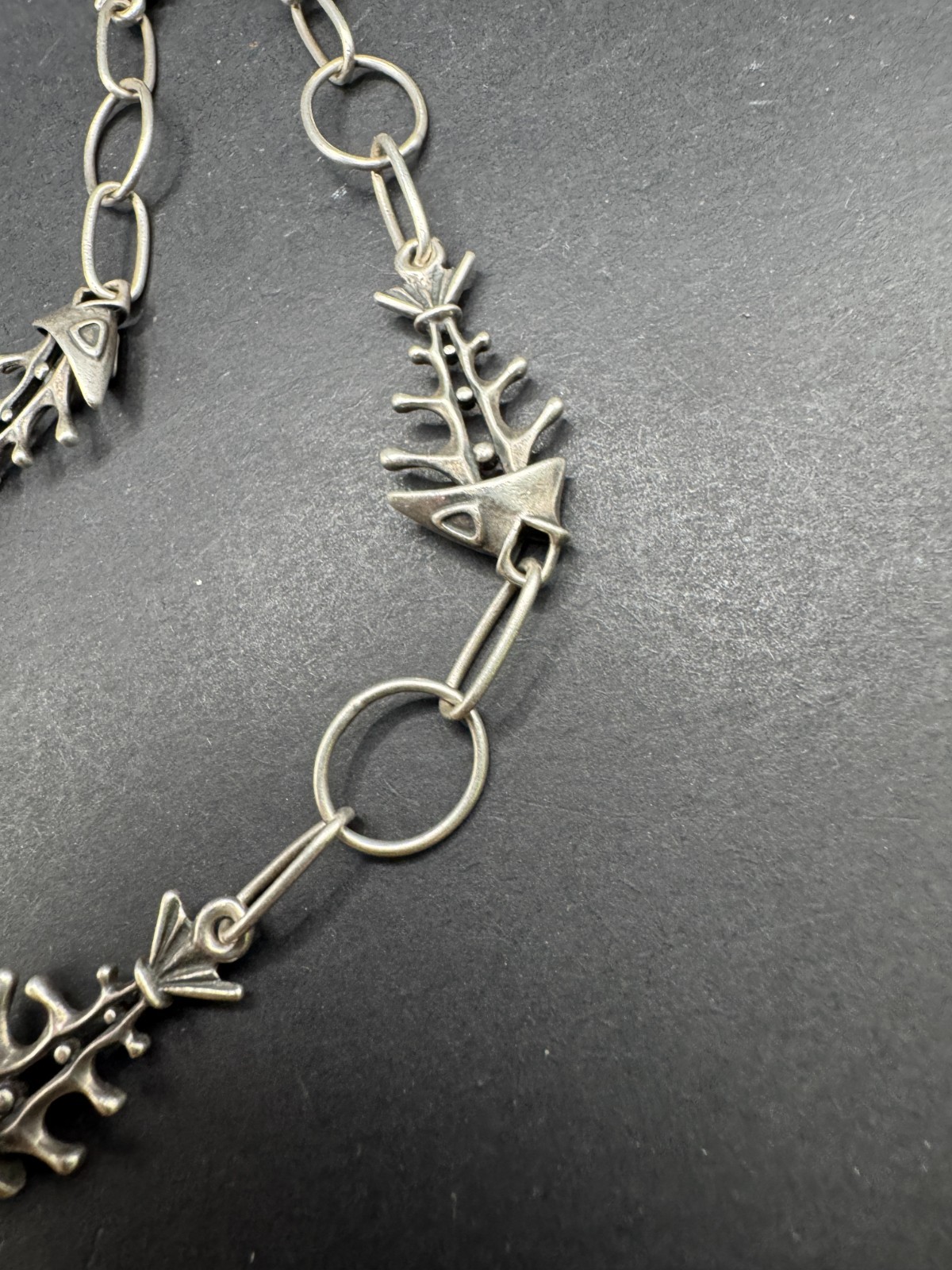 Rare UnoAERre Vintage Fish Skeleton Necklace Chain Sterling