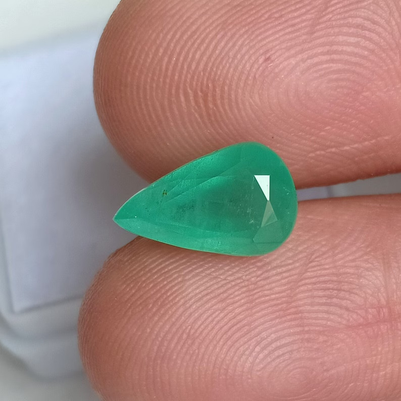 3 Carat Zambian Green Emerald Pear Shape Earth Mined Loose Gemstone