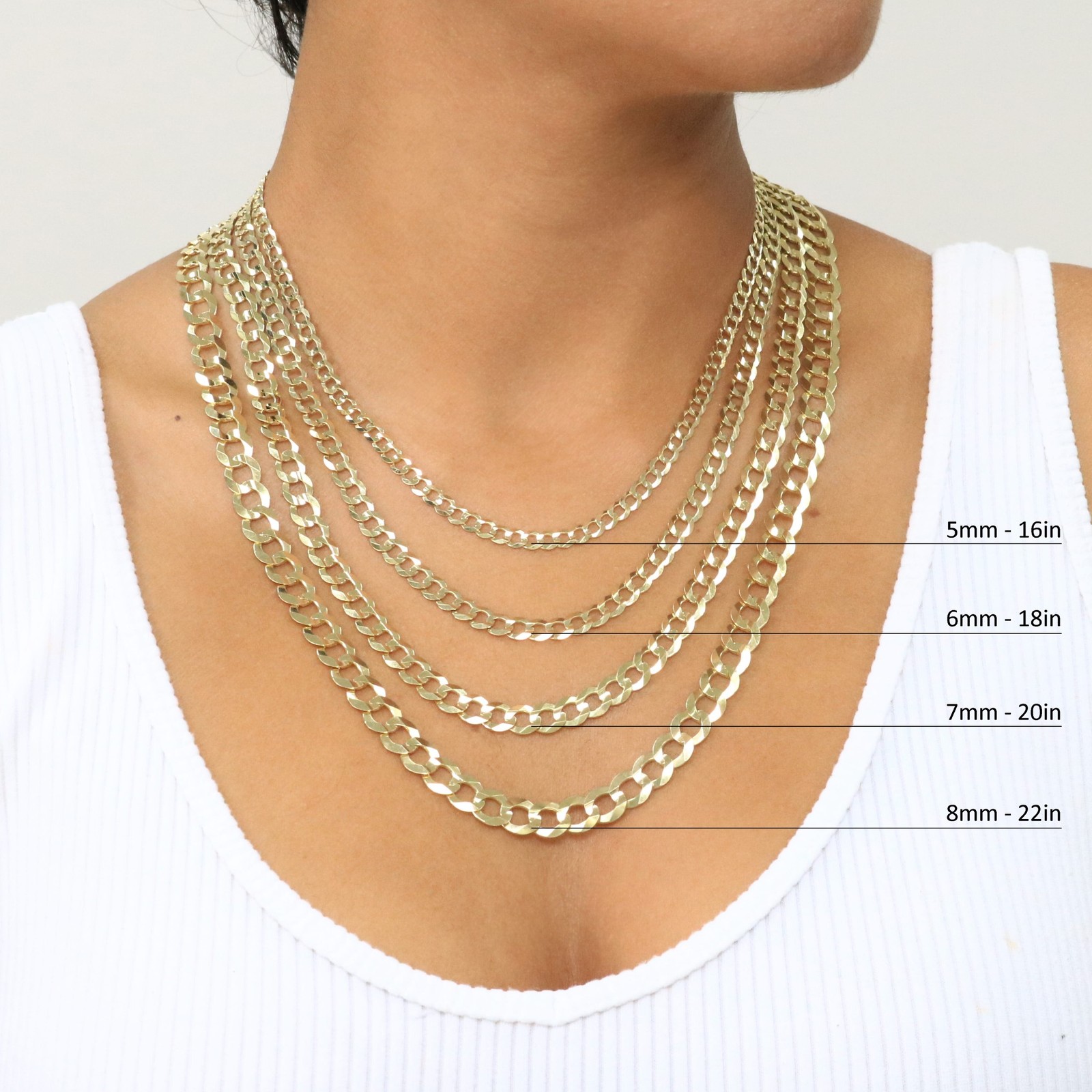 14K Yellow Gold Solid 1.5mm-12mm Curb Chain Cuban Link Necklace Bracelet 7″- 30″