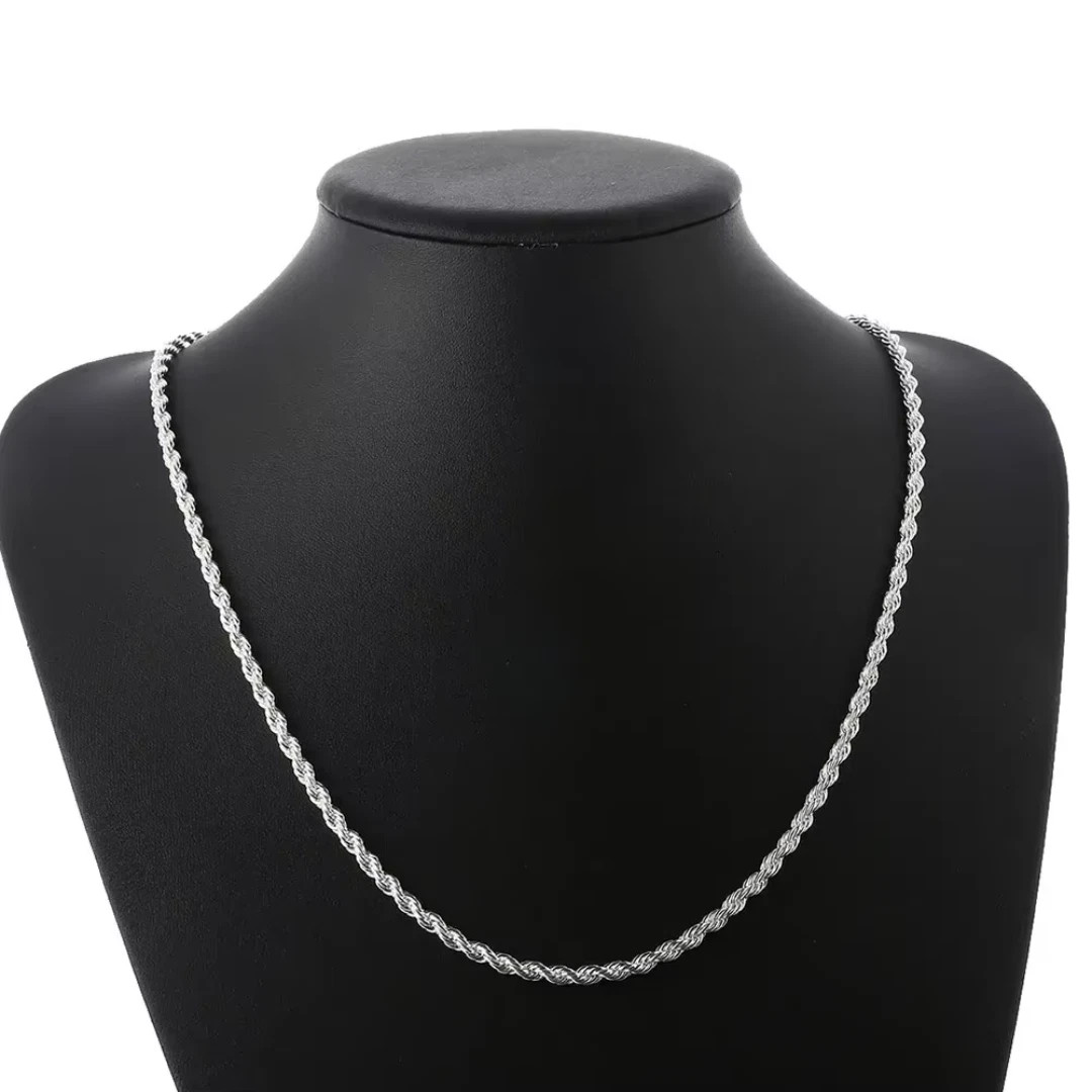 925 Sterling Silver Italian Rope Chain 4MM Necklace Style
