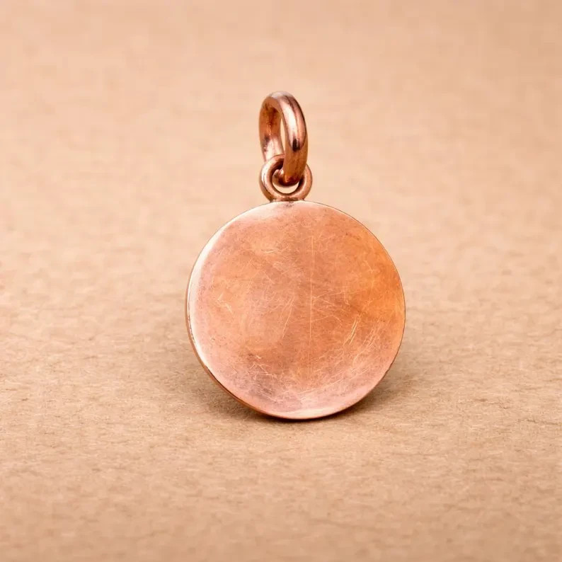Pure Copper Round Disc Pendant | Handmade Astrological Energy Necklace