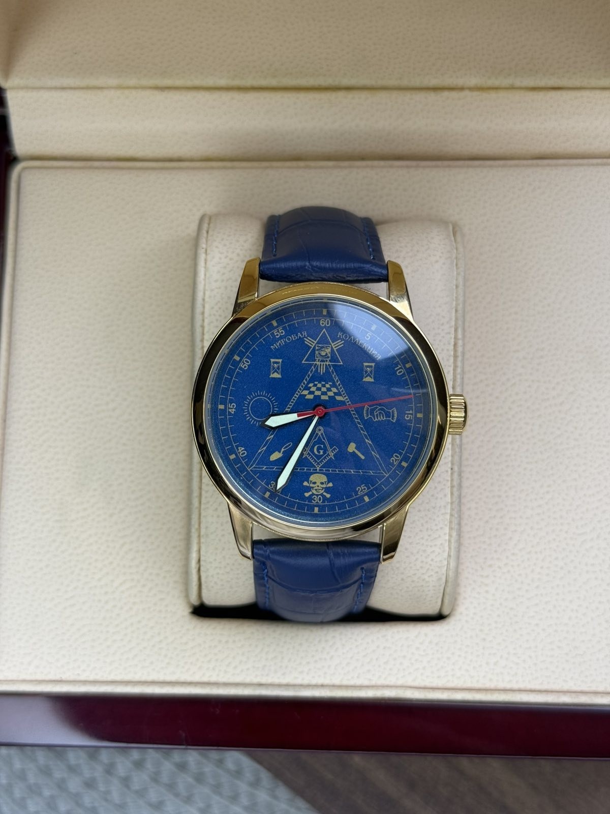 Mason Raketa 1990s Watch,Blue Soviet Mechanical Skull Men’s Wrist Pyramid USSR