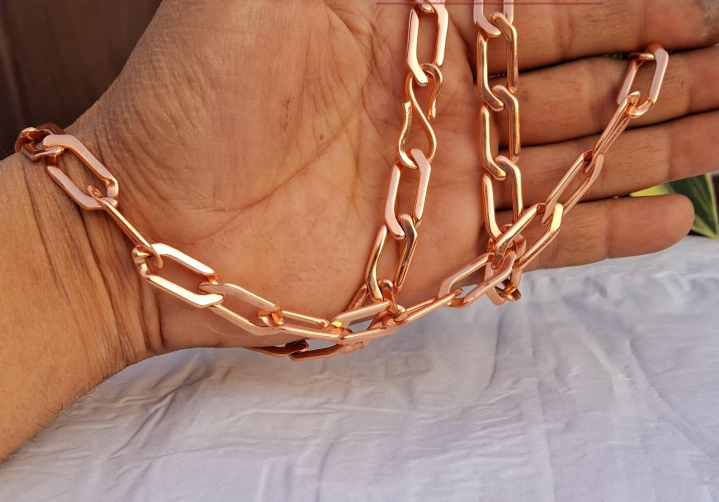 20 inch Pure Copper Solid LONG CUBAN Chain Necklace, Healing Jewelry Spiritual