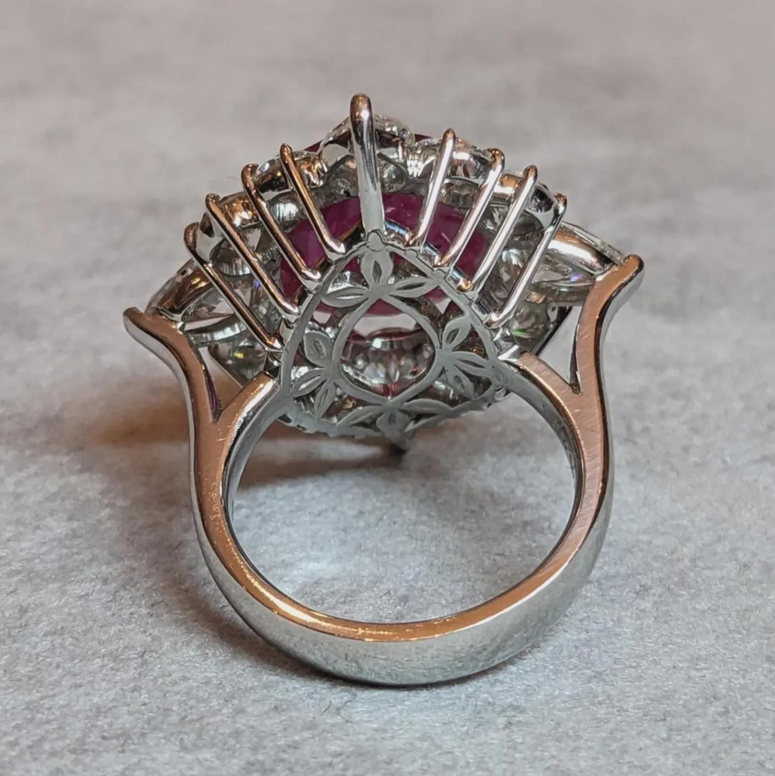 5.00 Ct Cushion Cut Natural Ruby Diamond Engagement Ring 14K Solid White Gold 7