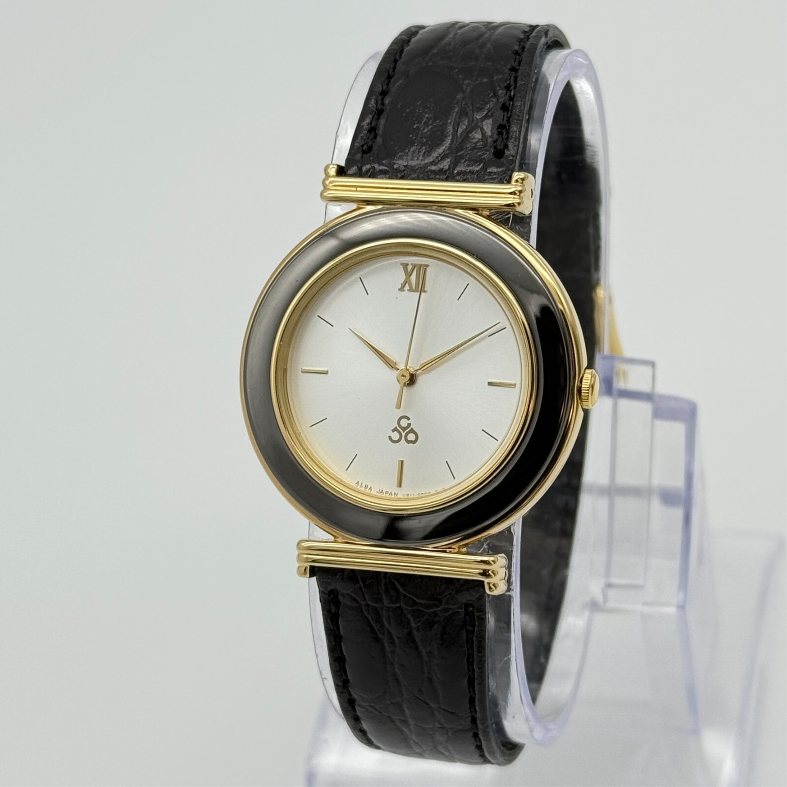 Unworn SEIKO Gold Tone 32mm Dress/Formal Watch, Black Leather, Runs, V811-2170