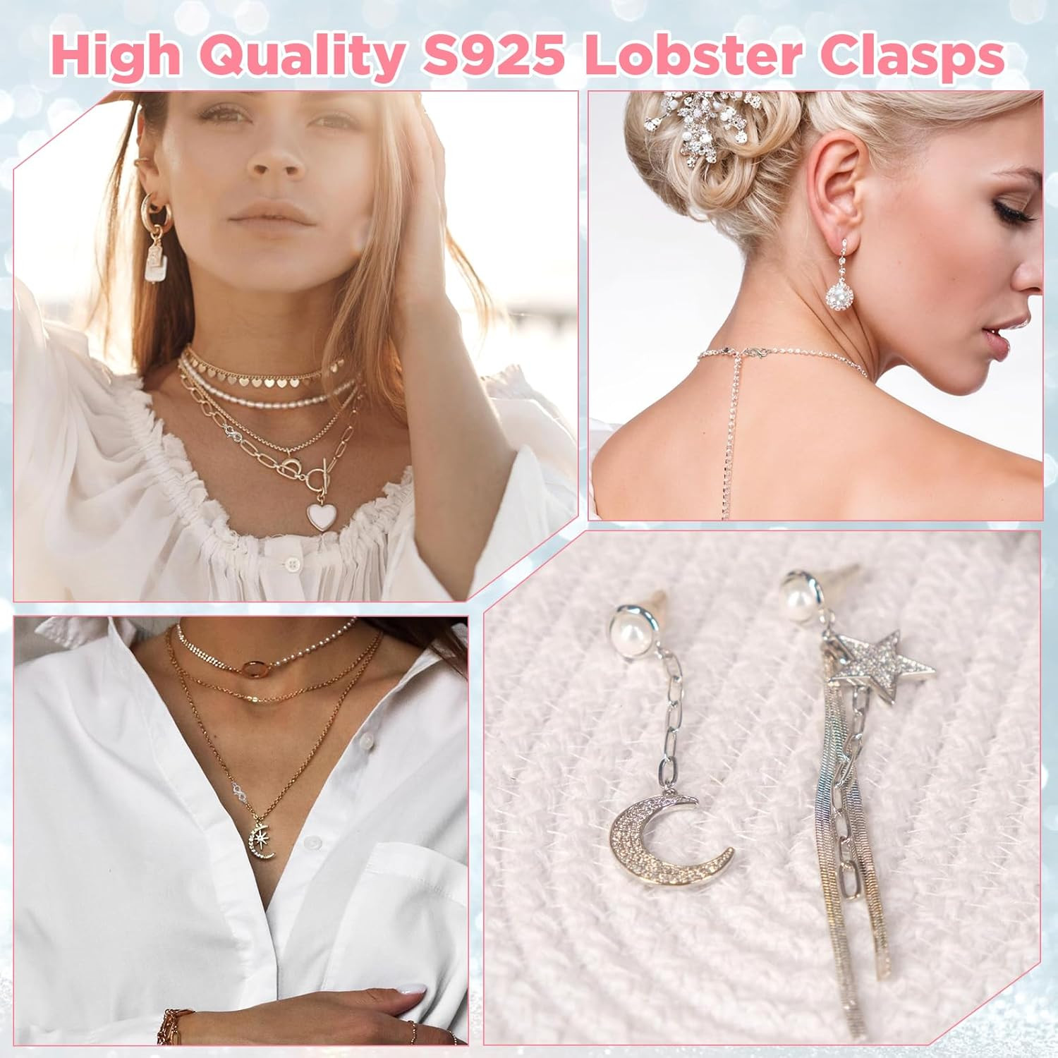 S925 Sterling Silver Double Opening Lobster Clasp, 1 Pcs Necklace Extender Clasp