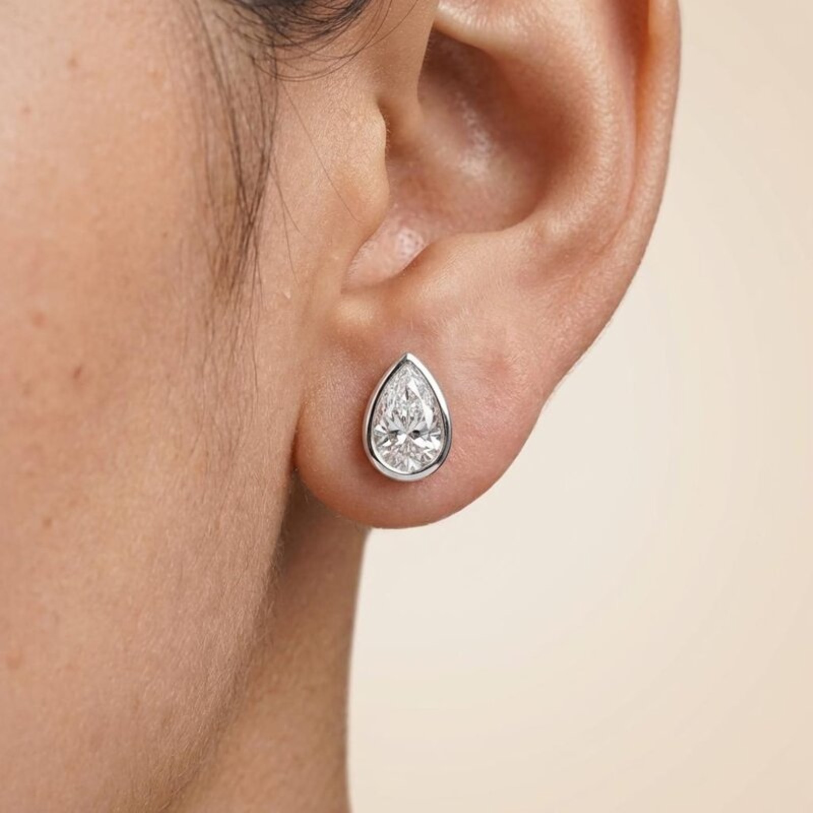 2 Ct Pear Cut VS1 IGI Certified Lab Grown Diamond Stud Earrings 14k White Gold