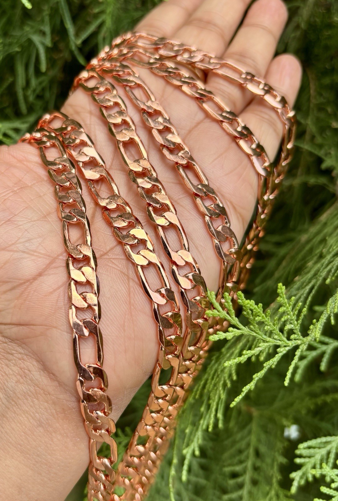 20 inch Pure Copper Flat FIGARO Chain Necklace, Healing Copper Jewelry Spiritual